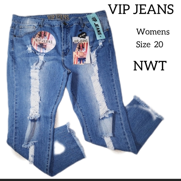 VIP JEANS DESTRUCTED COLLCTION WOMENS SIZE 20  NEW WITH TAGS - Picture 1 of 11